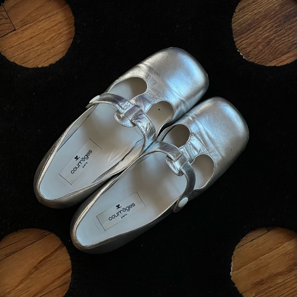 1960s Vintage Courrèges Silver Mary Jane